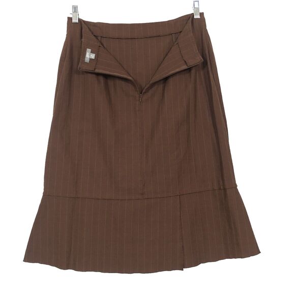 J Jill Pin Striped Skirt/12 Jacket/10 Suit Set Linen Blend Havana Brown Workwear - Picture 10 of 16